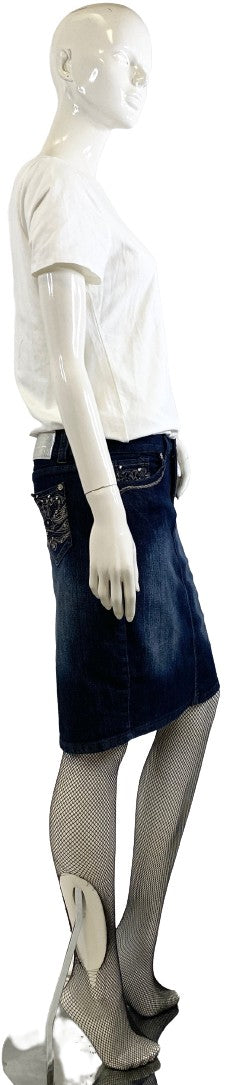 BEBE Skirt Blue Denim Embellished Size 9/10 SKU 000376-8