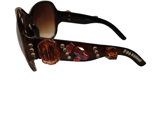 Sunglasses Bronze Wrap Frames Embellished NWOT SKU 400-35