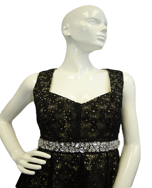 Monteau Dress Black Lace Embellished Size L SKU 000085