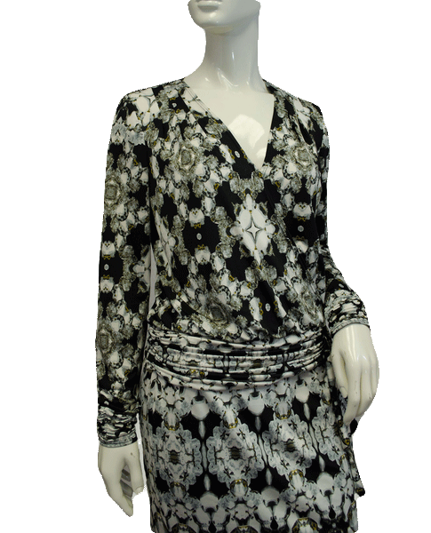 Cache 80's Black and White Print Dress Size Small SKU 000075