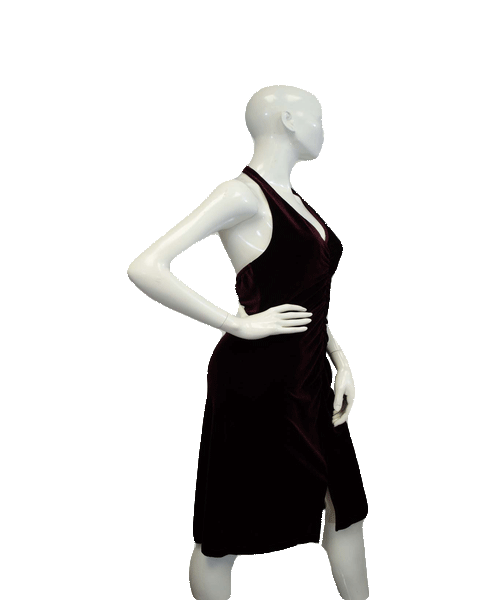 Black Halter Knit Dress with Split in Front Bottom Size L