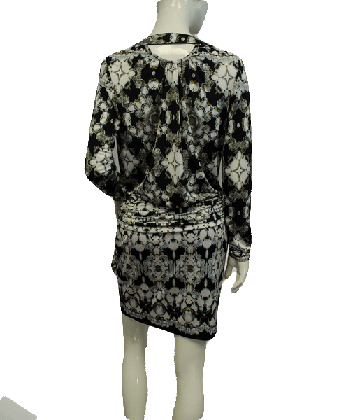 Cache 80's Black and White Print Dress Size Small SKU 000075