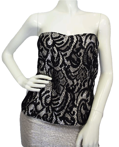 Janice Bustier Black Lace Over Silver  Size XL SKU 000025