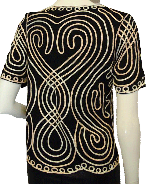 Once Again 50's Top Black Embroidered with Heart Size Small SKU 000025