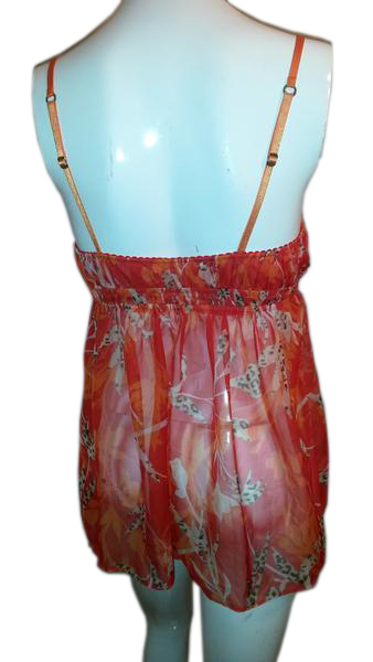 Load image into Gallery viewer, Designers on a Dime 80&amp;#39;s Orange Spaghetti Strap Baby Doll Tank Top Size Small SKU 000170

