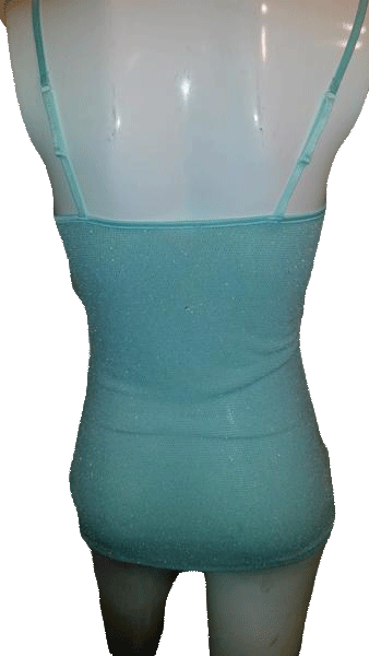 Designers on a Dime 70's Aquamarine Tank Top with Metalic Sparkle Size Small SKU 000170