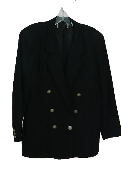 Designers on a Dime Black Double Breasted Jacket with Silver Buttons Sz 14 P SKU 000157