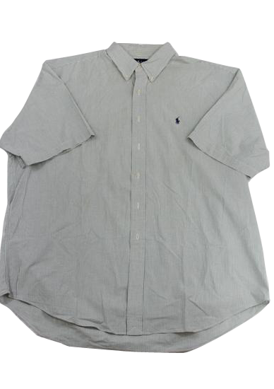 MENS Ralph Lauren 60 s Green and White Pin Striped Short Sleeve