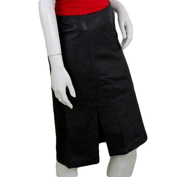 III State 60's Dark Brown Leather Below Knee Length Skirt Size 6 SKU 000074
