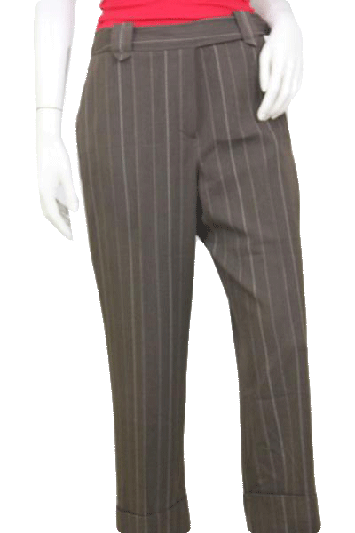Larry Levine 90's Brown Pants With White Pinstripe Capri Length Pants Size 10 SKU 000119