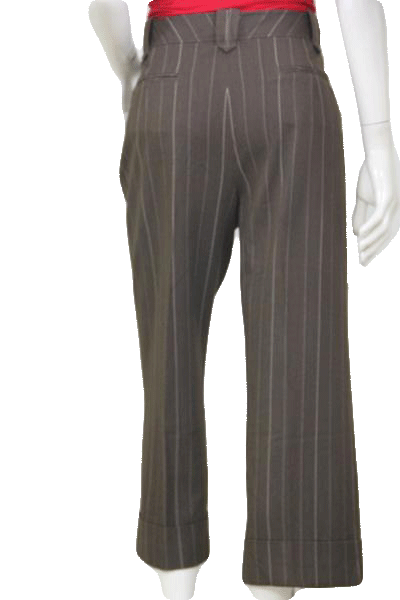 Larry Levine 90's Brown Pants With White Pinstripe Capri Length Pants Size 10 SKU 000119