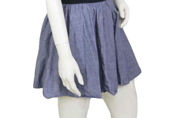 SKIRT Blue Jean Denim Skirt Gathered with Elastic Waist (SKU 000