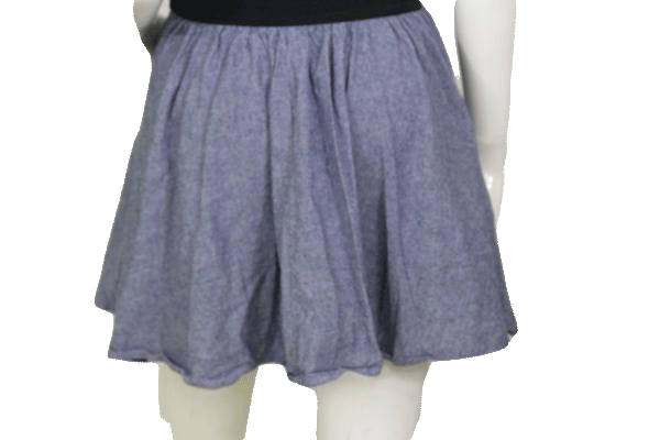 SKIRT Blue Jean Denim Skirt Gathered with Elastic Waist (SKU 000