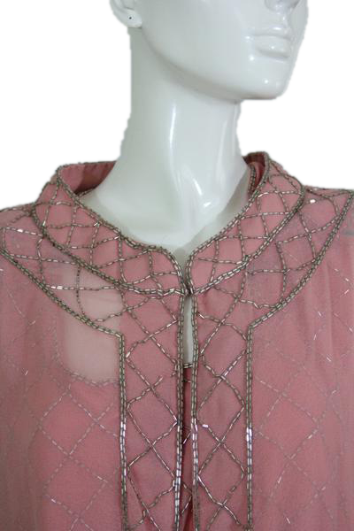 French Collizioni 70's Pink 2 Piece Jacket and Shell with Silver Beading Size C-4 SKU 000173