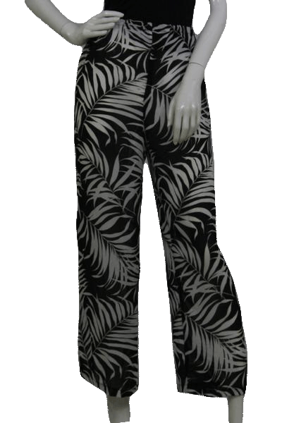Load image into Gallery viewer, Sessa 70&amp;#39;s Sheer Black with White Ferns and Elastic Waist Pants Size M SKU 000173
