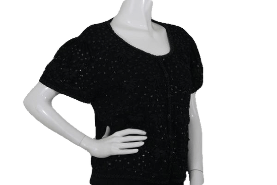 Joseph A. Black 2001 Sequin and Embroidered Short Sleeve Sweater Size XL SKU 000173