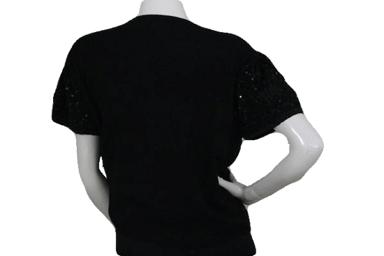 Joseph A. Black 2001 Sequin and Embroidered Short Sleeve Sweater Size XL SKU 000173
