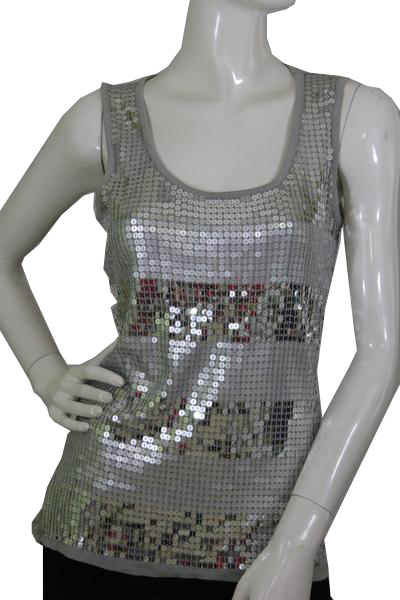 EVEN Design History 90's Top Grey and Silver Sequin Tank  Size L SKU 000173