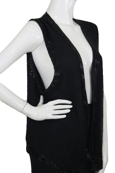 Load image into Gallery viewer, Rafaella 70&amp;#39;s Black Beaded Vest Size 2X SKU 000173
