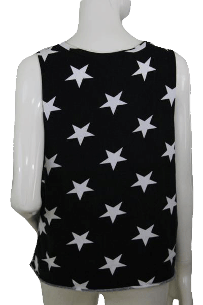 Soprano Black Tank Top with White Stars and Cut Out Design Size L SKU 000171