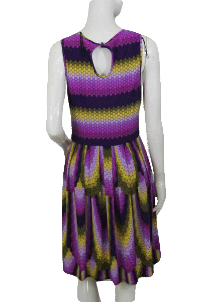 Maggy London 70's Multicolor Dress with Key Hole Back Size 8 SKU 000172